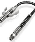 Heavy Duty 12 Inch Flexible Grease Hose Kit With 6 Jaw Quick Lock Coupler And No Slip Grip High Pressure 12000 PSI Leak Resistant