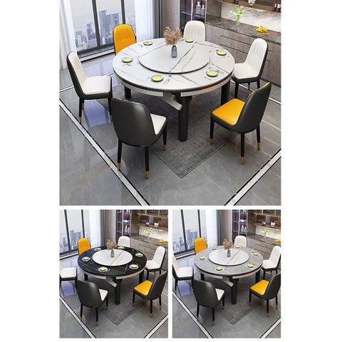 Heavy Duty Kitchen Lazy Susan Turntable With Glass Rotating Tray And Aluminum Swivel Base in dining setup