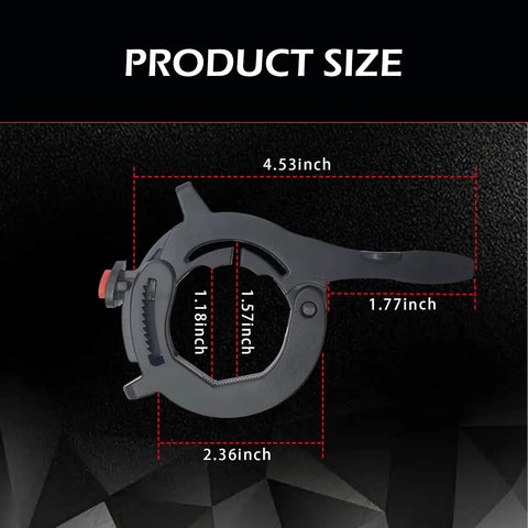 Universal Motorcycle Cruise Control With Throttle Lock And One Button Release dimensions diagram on black background.