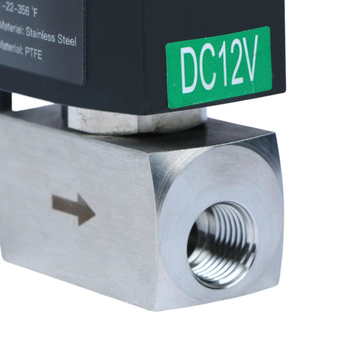Quarter Inch High Pressure Solenoid Valve 12V DC Stainless Steel Industrial Valve For Water Gas Oil And Fluids Heat Resistant