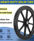 Flat Free Twenty Inch Tire And Wheel Set With Centered Hub Two And Half Inch For Wheelbarrow And Garden Cart Replacement Two Pack Puncture Proof Polyurethane Solid Wheel Bearing Three Quarter And Five Eighth Inch For Rubbermaid Style.