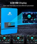 Kickass 48V Hybrid Solar Inverter 10000W Pure Sine Wave with LCD HD display for real-time data and settings.