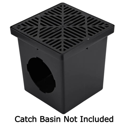 Square Catch Basin Drain Grate With Diamond Design For 12 Inch Catch Basin Drain Fits Risers And Low Profile Adapters Plastic Black Blocks Leaves And Debris Protects Drainage System While Letting Stormwater Flow From Patios Walkways Lawns
