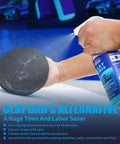 6 Inch Clay Pad For Auto Detailing With Velcro Backing Disc Compatible With DA Polisher, hand spraying cleaner on pad