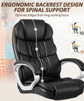 High Back PU Leather Desk Chair With Adjustable Height, Boss Level Modern Executive Swivel Task Chair for spinal support