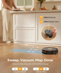 Robot Vacuum And Mop Combo With 5000Pa Suction, 180 Minutes Runtime, App And Alexa Control cleaning hardwood floor in kitchen