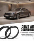 Heavy Duty 4 Pcs Car Wheel Hub Center Rings Reducer Adapters 73.1 Mm To 64.1 Mm Plastic centric rings displayed next to a luxury car.