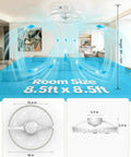 20 Inch Low Profile Fandelier With Integrated Light And Smart App Control, Modern ceiling fan in living room with airflow indicators.