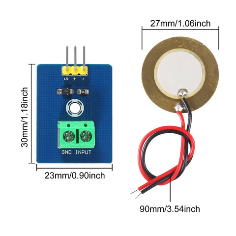 12Pcs Piezo Vibration Sensor Module For Arduino Diy Kit 3.3V Or 5V Analog Ceramic Piezo Element Board With Compact 30mm By 23mm Size