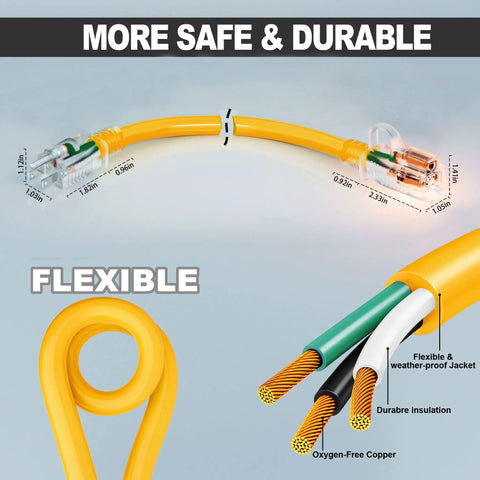Heavy Duty Outdoor Extension Cord 200 Ft 12 Gauge 3 Wire Waterproof SJTW with Lighted End and flexible design detail