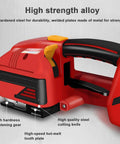 Close-up of Rock Solid Automatic Electric Strapping Machine For Pp Pet Strap, showcasing metal design and cutting knife details.