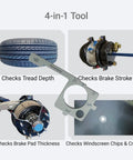 4 In 1 Pre Trip Inspection Tool For Truckers Get Quick Tire Depth Checks, Brake Stroke Readouts, Brake Pad Thickness, And Windshield Crack Alerts