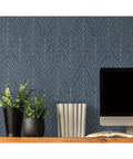 Navy and gray twig hygge herringbone peel and stick wallpaper for easy rental makeovers 20.5 inch wide by 16.5 feet long