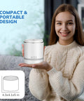 Woman holding Portable Ultrasonic Jewelry Cleaner 42kHz 7.4 Oz 220ml Deep Cleaning Machine for Dentures Retainers Aligners