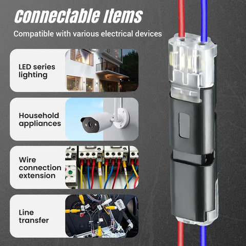 No Tools Quick Connect Wire Connectors 2 Pin Double Wire Plug In With Locking Buckle Flame Retardant Lock Strip Connector 18-22 AWG for electrical devices