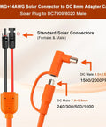 Solar To DC 8mm Charge Extension Cable 10 Ft 12AWG Plus 14AWG Copper Core Connectors and Adapter Cable details.