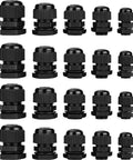 Plastic Waterproof Adjustable Cable Glands And Joints Set For PG7 PG9 PG11 PG13.5 And PG16 With 3.5 To 13mm Cable Range And OD Sizes Pack Of 20
