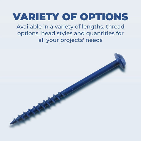 Weather Resistant Blue-Kote Pocket Hole Screws For Outdoor Woodworking And Cabinetry, 2.5 Inch Coarse Thread With Maxi-Loc Head