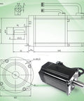 Pro Grade 110V 400W Servo Motor Kit With Driver And CNC Controller motor and technical drawing diagram