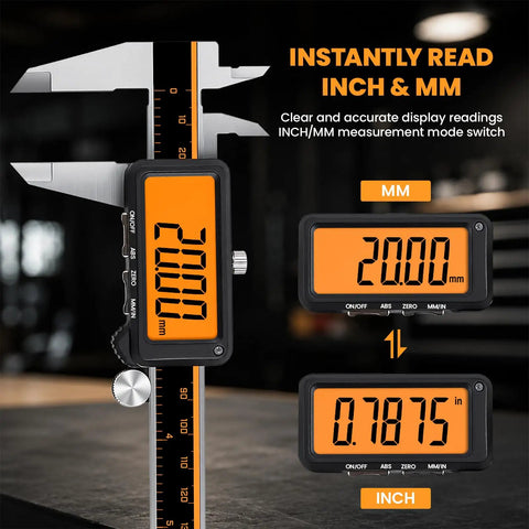 Top Shelf Six Inch Digital Caliper With Usb C Recharging Battery And Vivid Orange Screen Built Solid For Precise Measurements Machining And Weekend Diy Projects