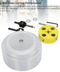 Grab This Awesome 4 Inch Wood Hole Saw Set That Cuts Smooth Through Plasterboard And Plastic Without Mess. Durable Metal Kit Comes With Dust Bowl Shaft For Pro Level Handiwork And DIY Projects Anytime You Need A Clean Cut. 4 inch hole saw kit with dust bowl, arbor, and wrench