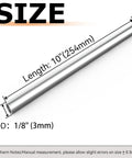Stainless steel tube, 1/8 in OD (3 mm) x 10 in length, 304 grade, round metal tubing