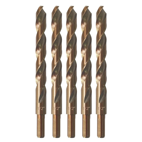 Heavy Duty Cobalt Drill Bits Set 5/16 Inch M35 High Speed Steel Jobber Length 135 Degree Split Point For Hardened Metals