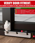Sliding Door Lock For Patio Doors With Adjustable Ventilation And Button Actuation, Metal Shaft shown on sliding glass door