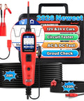 PowerScan PS100 Circuit Tester 2 Point 0 12 24V Automotive Electrical Probe Tool For DIYers And Pros Fast Diagnostics Live Circuit Testing Ground Check Clip Probes Troubleshooting Made Easy, red tester with 20ft cable and case