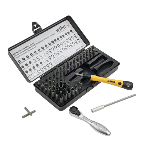 65 Piece System 4 ESD Safe Master Technician Ratchet And MicroBits Set Built For Pros With 72-Tooth Ratchet, cushioned grip, tools shown