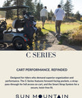 Lightweight Men S C130 Cart Golf Bag Featuring 14 Way Club Dividers And Slick Pocket Layout Built Smooth For Fast Pace Rounds Hella Easy To Pack And Zip Up All Day Long On Course on golf cart with golfers.