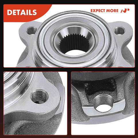 Front Or Rear Wheel Bearing And Hub Assembly For Audi A4 A4 Quattro A6 Quattro RS4 S4 S6 S8 2000-2009 Models Compatible With 43 Or 45 Mm Bearing Diameter; close-up view of hub details.
