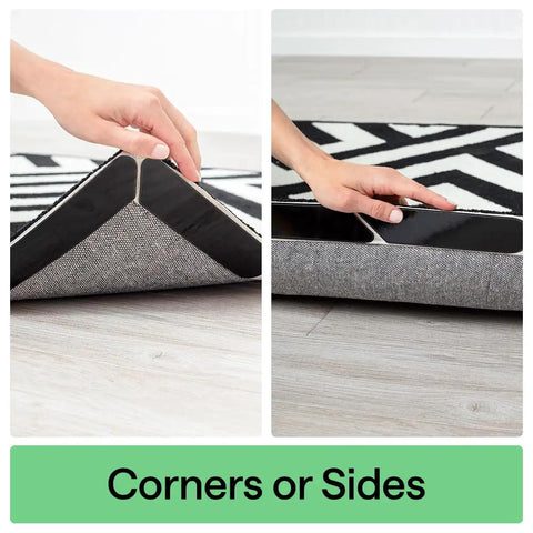 Rug Gripper Pads Extra Long Reusable Double Sided Adhesives Keep Rugs Flat at Corners and Stay Put on Hardwood Tile Floors