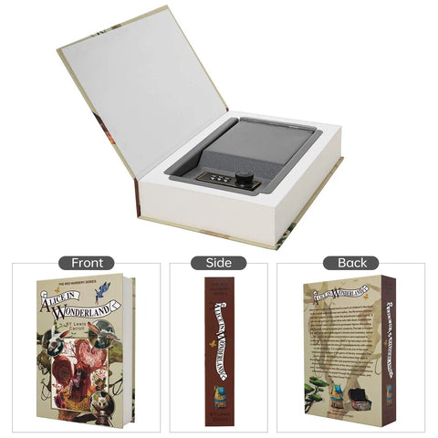 Hollow Book Safe With Hidden Compartment And Combination Lock, Disguised Book Safe for Valuables, 8.7 by 6 by 2 inches, open view
