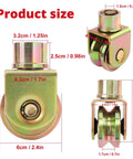 Dimensions of 4 Pack 2.5 Inch Sliding Gate Wheels With 360 Degree Rotational Stem and V Groove Caster for foldable gates