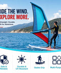 Person using Inflatable Wing Surf Sail For Foil Boards And Windsurfing 4.2m Handheld Wing Foil Kite on paddleboard in open water