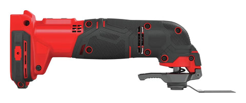 Side view of Cordless Oscillating Tool V20 System Tool Only With Variable Speed 8K To 18K OPM, featuring quick-change attachment.