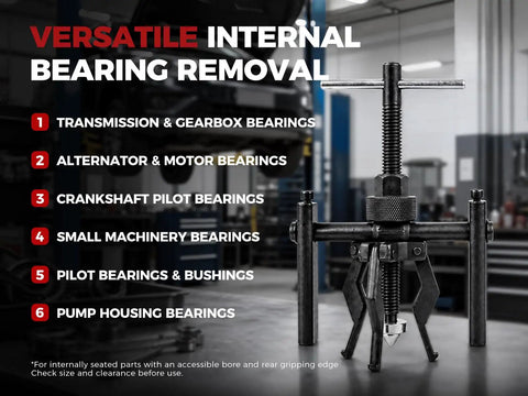 Heavy Duty 3 Jaw Internal Bearing Puller Crafted For Blind And Pilot Bearings That Expands Securely Behind Stubborn Parts.