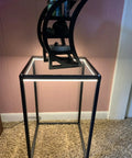 Dope LED End Table With Lamp Bedside Nightstand And Coffee Table Black Geometric Rectangle Metal Desk Lamp Shelf for modern spaces