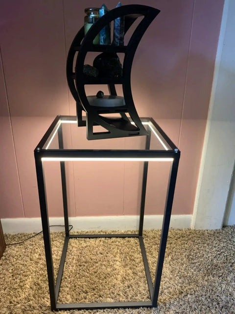 Dope LED End Table With Lamp Bedside Nightstand And Coffee Table Black Geometric Rectangle Metal Desk Lamp Shelf for modern spaces