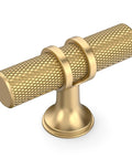 Champagne Bronze Cabinet Knobs 2 Inch T Bar Knurled Pulls 10 Pack Single Hole Drawer Cupboard Kitchen Cabinet Hardware close-up