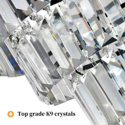 Close-up of K9 crystal details on Dope Modern Crystal Chandeliers With 4 Lights And Included Bulbs Chandelier Light Fixture
