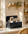 Six Slot Desk Mail Organizer Countertop Caddy on marble counter with stationery and decor, in bright kitchen setting.