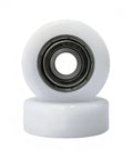 4 Pcs White Nylon Roller Idler Pulley With 608Z Bearing For Sliding Doors And Conveyor Systems, close-up view of rollers.