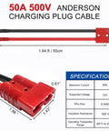 2 Pc 50A Battery Quick Connector Cables 1.64ft 8Awg Heavy Duty Electric Forklift Charging Plugs with O Ring close-up view.