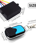 Wireless Winch Remote Control Kit For Car Truck Jeep ATV SUV 12V 24V handset with waterproof receiver, size dimensions shown