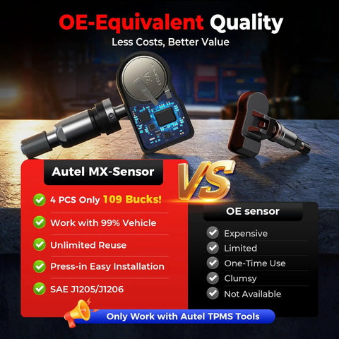 MX Sensor 315 Plus 433MHz Universal TPMS Sensor For Cars And SUVs Tire Pressure Monitoring System EZ Install Relearn Ready High Accuracy Durable Build Ideal Replacement Tire Sensor 2 Year Warranty, 4-pack