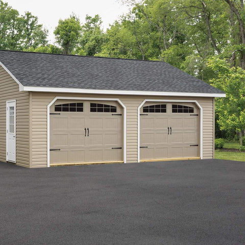 Two-car garage with Decorative Rustic Metal Garage Door Hardware Kit With Screw In Carriage House Hinges Dummy Hinges And Handles