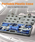 Open case of Beefy 13Lb Dent Puller Slide Hammer Car Dent Removal Tool Kit Heavy Duty Auto Body Repair Set with blue tools