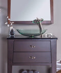 Oval Clear Glass Vessel Sink For Above Counter Mount Dope Sleek Look, Scratch Resistant Tempered Glass in modern bathroom